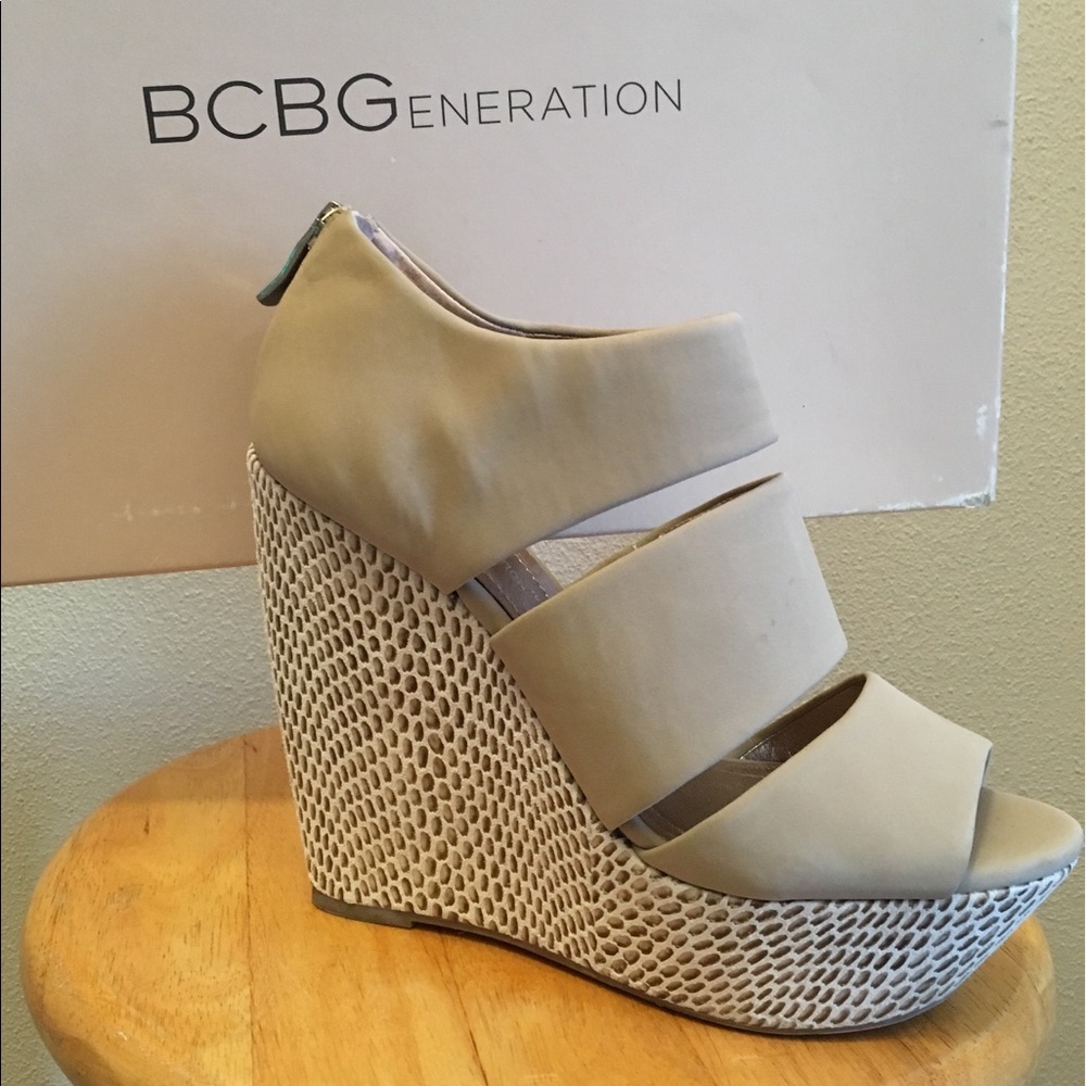 Taupe BCBGeneration Wedge Sandals